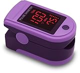 Zacurate Pro Series CMS 500DL Fingertip Pulse Oximeter Blood Oxygen Saturation Monitor with silicon cover, batteries and lanyard (Glamorous Purple)