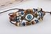 Real Spark Vintage Mystic Eye Charm Leather Wrap Bracelet, 3 Beaded Strands Set
