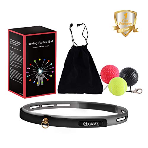 GOAMZ Boxe Balle, 3 Différents Boxing Reflex Ball + Bandeau Ajustable, pour Les Réactions de Vitesse d’entraînement s’améliorent, Fight Vitesse, La Coordination Main-œil