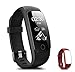 Fitness Tracker, Coffea H7-HR Activity Tracker : Heart Rate Monitor Wireless Bluetooth Smart Wristband Bracelet, Waterproof Fitness Watch with Replacement Band for Android & IOS (Black+Red Band)
