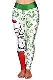 Pink Queen Women's Santa Clause Snowflake Print Leggings Workout Tights Pants