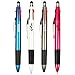 OfsPower GSlife Multicolor Stylus Pens for Touch Screens 2 in 1 Cpacitive Stylus 4 Colorful Ballpoint Pens,Black,Red,Blue Green Ink,(4 Pack)