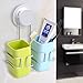 FAMLOVE Toothbrush Holder Wall Mounted Stainless Steel Bathroom Toothbrush Holder Set Modern Blue Green with 2 Cups Large Capacity Toothpate Stand - Couple's Design