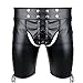 FEESHOW Men's Faux Leather Lace up Shorts Pants Jockstrap Underwear Briefs