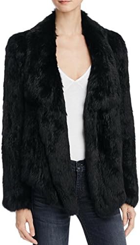 Yves Salomon Womens Solid Rabbit Fur Basic Coat Black 44