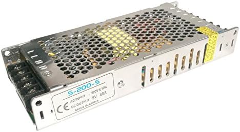 IKSACE 5V 40A Power Supply 200W Switching Power Supply Transformer Converter AC 220V to DC 5V for LED Display Industrial Automation Stepper Motor Computer Project