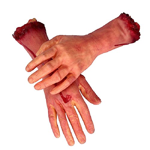 Amison 1Pair Scary Bloody Horror Scary Halloween Prop Fake Severed Arm