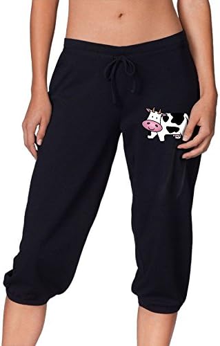 Funny Sunshine Cow Fashion Summer Pants For Women Black