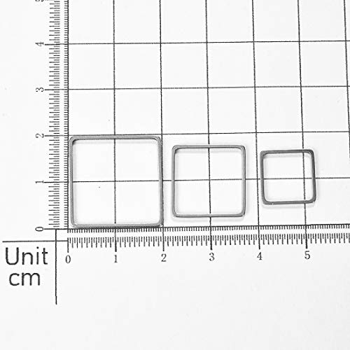 OBSEDE 60pcs Hollow Stainless Steel Charms Pendants Bezels Square Shape Frame DIY Crafts Jewelry Findings for Earring Necklace Jewelry Making,Small Middle Big 3 Models