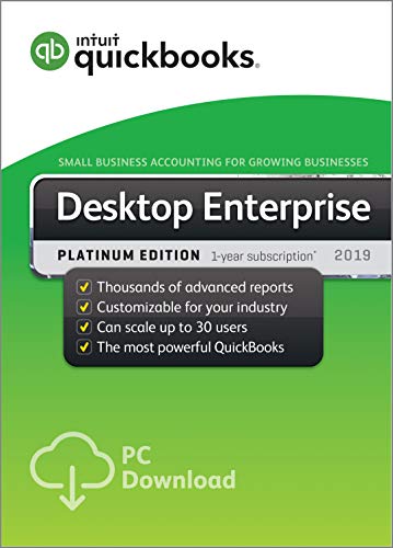 QuickBooks Desktop Enterprise Platinum 2019, 1 User, 1 Year Subscription [PC Download]