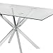 Uptown Club Linus Collection Rectangle Modern Exquisite Chrome Frame Glass Top Dining room Table, 51.2