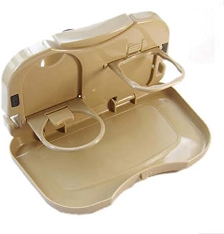 THATISGREAT Car Restaurant Outdoor Essential Travel Necessary Good Assistant Multi-functional Car Use Collapsible Seat Back Table Foldable Seat Back Cup Tray Food Stand Drink Pallet Dining Tray Automotive Service Plate Object Carrier Firmly Racks Save Space (Beige)