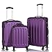 Goplus 3Pcs Luggage Set, Hardside Travel Rolling Suitcase, 20/24/28 Rolling Luggage Upright, Hardshell Spinner Luggage Set with Telescoping Handle, Coded Lock Travel Trolley Case (Purple)