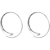 ONLYJUMP Gold Hoop Earrings 14k Gold Plated Hoop Earrings for Women Large round Pull Through Hoop Earrings High Polished Statement Jewelry Gift