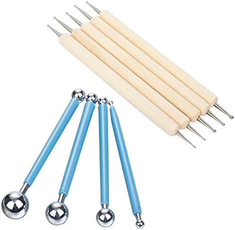 Valar Dohaeris Double Ended Ball Stylus Dotting Tools Modeling Sculpting Tool Clay Ceramics Pottery Carving Embossing Sculpting Tools Set,Pack of 9