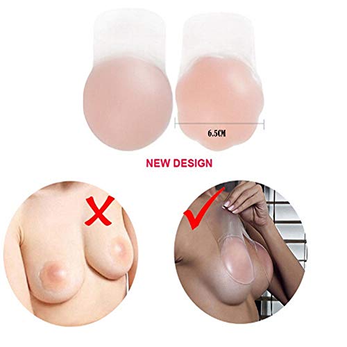 Buyeverything Reusable Silicone Nipplecovers 1 Pair Adhesive Nippleless Pasties Breast Round Petals Invisible Nipple Covers Breast Lift Tape Bra Bare Lift Pasties - 2.56 inch (B)