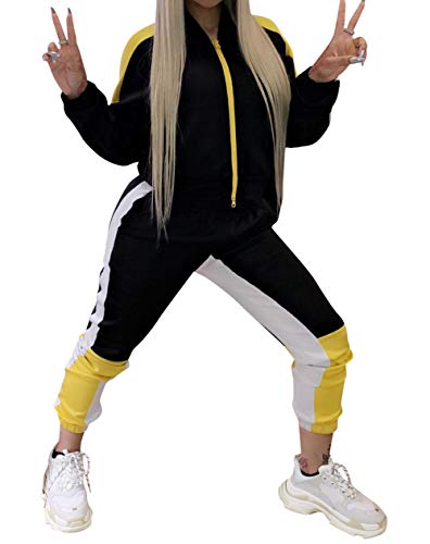 Women's 2 Pieces Outfits Long Sleeve Zipper Jacket and Bodycon Long Pants Set Tracksuits