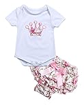 Kidlove Newborn Baby Girls 2pcs Clothes Set Crown Romper+Floral Pants