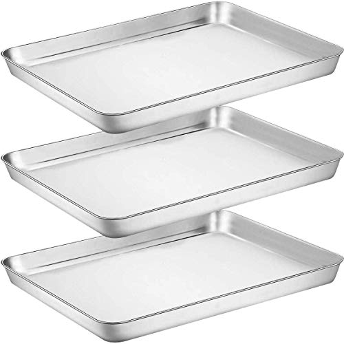 Baking Sheet Pan for Toaster Oven, Stainless Steel Baking Pans Small Metal Cookie Sheets by