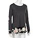 Vovotrade Women Elegant Floral Patchwork Casual Blouse Sweaters Ladies Long Sleeve T-Shirt Tops Sweatshirt (Gray, S)