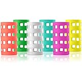 Silicone Glass Water Bottle Sleeves - Vibrant Color 6-Pack of Protective Holders 16-18 oz Capacity - Anti-Slip Protection for Beverage Containers - Insulating Carriers for Smoothies and Juices