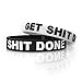 Fitdom Inspirational Silicone Wristbands for Adults with Custom Embossed Motivational Sayings Get Shit Done. Perfect Inspiration for Fitness, Basketball, Crossfit, Workout & Task