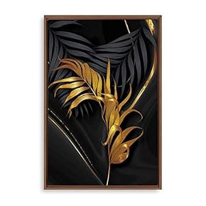 Framed Canvas Wall Art Golden Forest Canvas Prints Home Artwork Decoration for Living Room,Bedroom - 16x24 inches