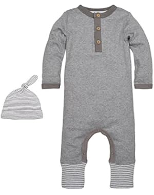 Baby Organic Convertible Foot Coverall and Hat