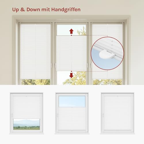 Woltu # 325 Pleated Klemmfix without Drilling, Blinds, Folding Roller Blind, Easyfix, Clamped, Roller Blind, Opaque Privacy Screen for Windows