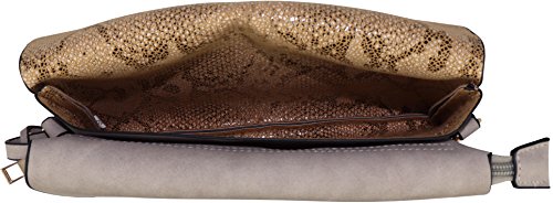 B BRENTANO Vegan Fashion Double-Flap Wristlet Clutch Crossbody Handbag (Gray) - Thumbnail 5