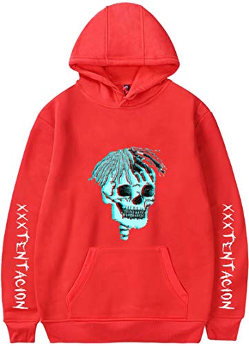 OLIPHEE Mens Hoodies with Cool Skull Graphic Printed Hooded Sweatshirt for Men Hip Hop Rapper Singer Streetwear Inspired by Xxxtentacion