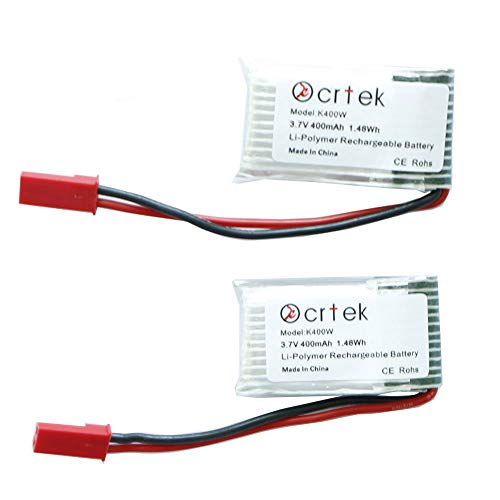 KCRTEK Lipo Battery, 2pcs 3.7V 400mah Battery with JST Plug for RC Quadcopter Holy Stone MJX X400 X 400W X800 X 300C Sky Viper S670 V950hd V950str HS200W and other Quadcopter Drone