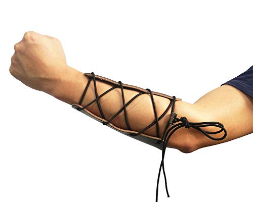 Nachvorn Archery Arm Protector,Adult Youth Leather 3-Strap Arm Guard Hunting Shooting Arrow Bow Gear Accessories Black 7inch