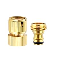 ESOW Female Hose Quick Connector + Male Hose Adapter in 3/4 inch Thread for Garden Hose Nozzle, Handheld Water Sprayer Gun, Industrial Solid Brass Quick Disconnect Hose Fitting Set,(1 Male 1 Female)