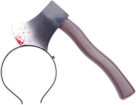 Halloween Bloody Horror Zombie Headband Hoop Through Head Fancy Dress Party Prop (Axe)