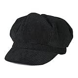Belsen Unisex Cotton Corduroy Newsboy Cap Gatsby Ivy Hat (Black)