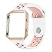 UMTELE for Fitbit Blaze Bands, Sport Silicone Replacement Strap with Rose Gold Frame for Fitbit Blaze Smart Fitness Watch Pink/White