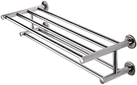 Wall Mounted Towel Rack Dual Row Hotel Bathroom Kitchen Rail Bar Holder Storage Shelf Organizer, Stainless Steel Material, For Commercial Home Hotel Use