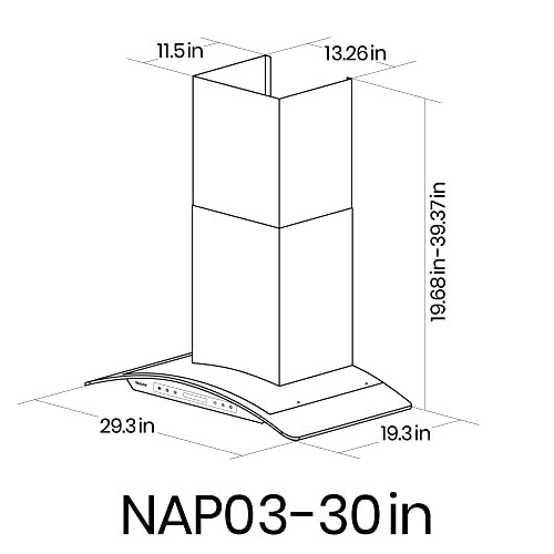 EKON KITCHEN NAP0330 inch Wall Mounted Stainless Steel & Curved Glass