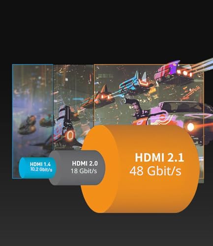 10K 8K 4K HDMI 2.1 Cable 1 m, Certified 48 Gbps Ultra High Speed Braided HDMI Cable, Supports Dynamic HDR, eARC, Dolby Atmos, 8K@60 Hz, 4K@120 Hz, HDCP 2.2 2.3, Compatible with TV Monitor and More