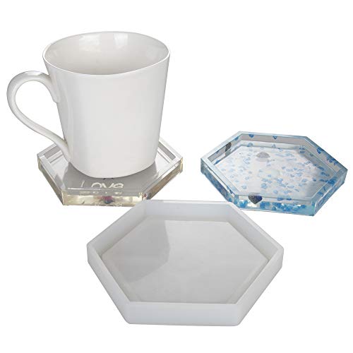 image for VTurboWay 8 Pcs DIY Coaster Silicone Mold, Include 4 Pcs Square, 4 Pcs