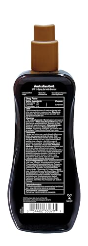Australian Gold Instant Bronzer Water Resistant Sunscreen Spray Gel SPF 15, 8 Ounce