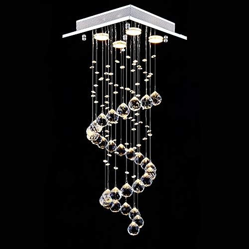 Glighone Crystal Chandelier Ceiling Light Brilliant Crystal Pendant Light Embedded Ceiling Lighting Crystal Raindrop Lightng Fixture for Living Room Dining Room Bedroom Hall Hotel Restaurant Villa