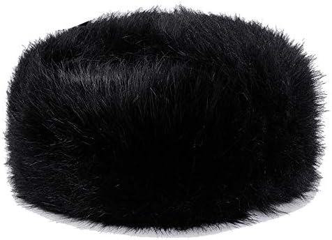 Qiusa Winter Outdoor Hats for Men Russian Trapper Hat Comfort Faux Fur Hats (Color : Black, Size : 58cm)