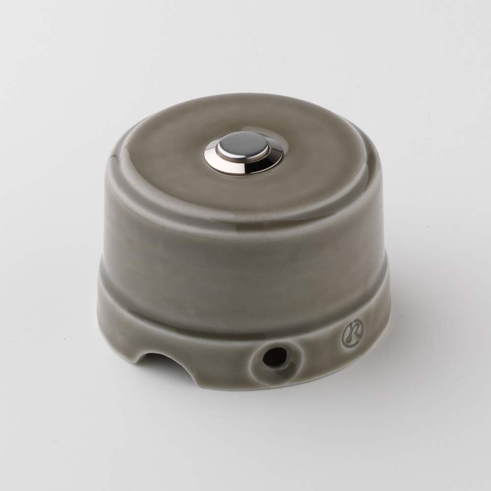 Klartext Belle ÉPOQUE 48v Vintage Style Push Button for Installation with Textile Cable - Fine Bone China - Shiny Taupe