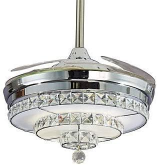 4 Retractable Blades Led Ceiling Fan Three Color Change Remote