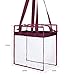 Clear Cross-Body Messenger Shoulder Zippered Bag w Adjustable Strap, NFL & PGA Stadium Security Approved Travel & Gym Clear Tote Bag-12” X 12“ X 6” (Burgundy)