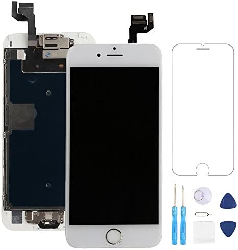 Screen Replacement for iphone 6s White 4.7" LCD Display 3D Touch Digitizer Frame Assembly Full Repair Kit, with Home Button, Proximity Sensor, Ear Speaker, Front Camera, Screen Protector, Repair Tools