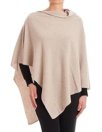 DALLE PIANE CASHMERE - Poncho Cashmere Blend - Made in Italy, Color: Beige, One Size