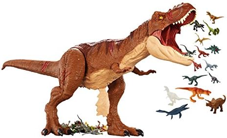Jurassic World Battle Damage Roarin' Super Colossal Tyrannosaurus Rex Figure &amp; Fallen Kingdom Jurassic World Mini Dino 15 Pack Figures